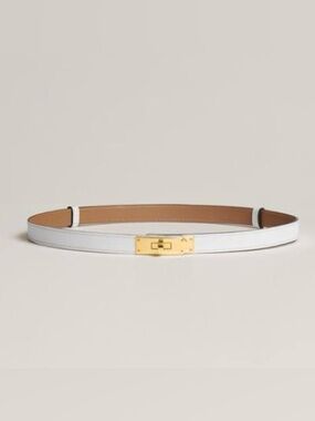 Authentic Hermès Kelly 18 Belt - White/“Blanc” w/GHW